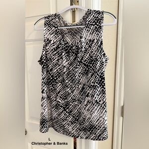 Christopher & Banks Black and White Patterned Blouse